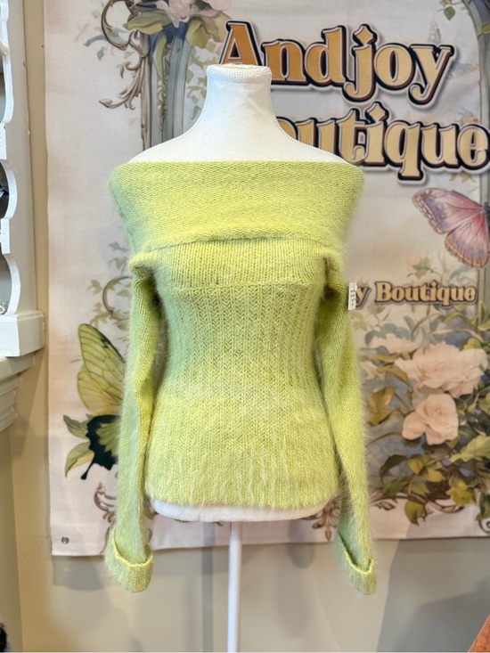 Sweaters - Angora Hair Lime Green Women’s Sweater